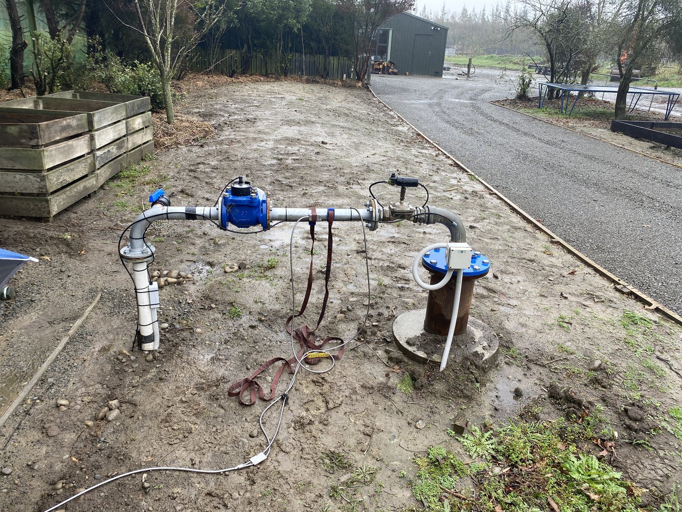 Flow meter and telemetry logger installed at a Canterbury property point of take